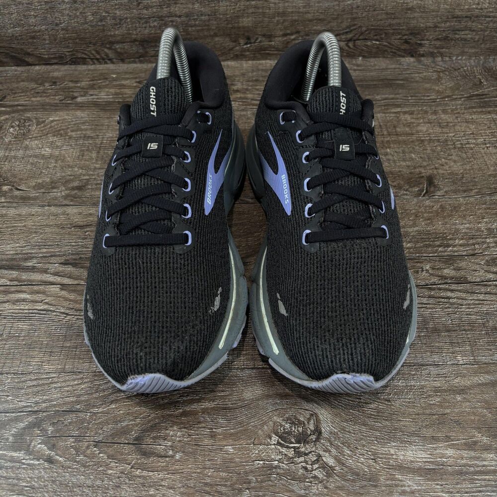 Brooks Ghost 15 Shoes Women's 9 Black Gray Mesh Running Cushioned Sneakers - Picture 3 of 8